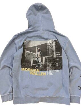Morgan Wallen Hoodie Mens Light Blue Large One Thing At A Time 2023 Tour Country